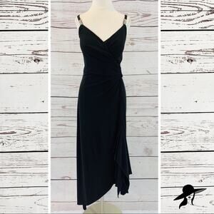 Cachet black high low rhinestones slit like new